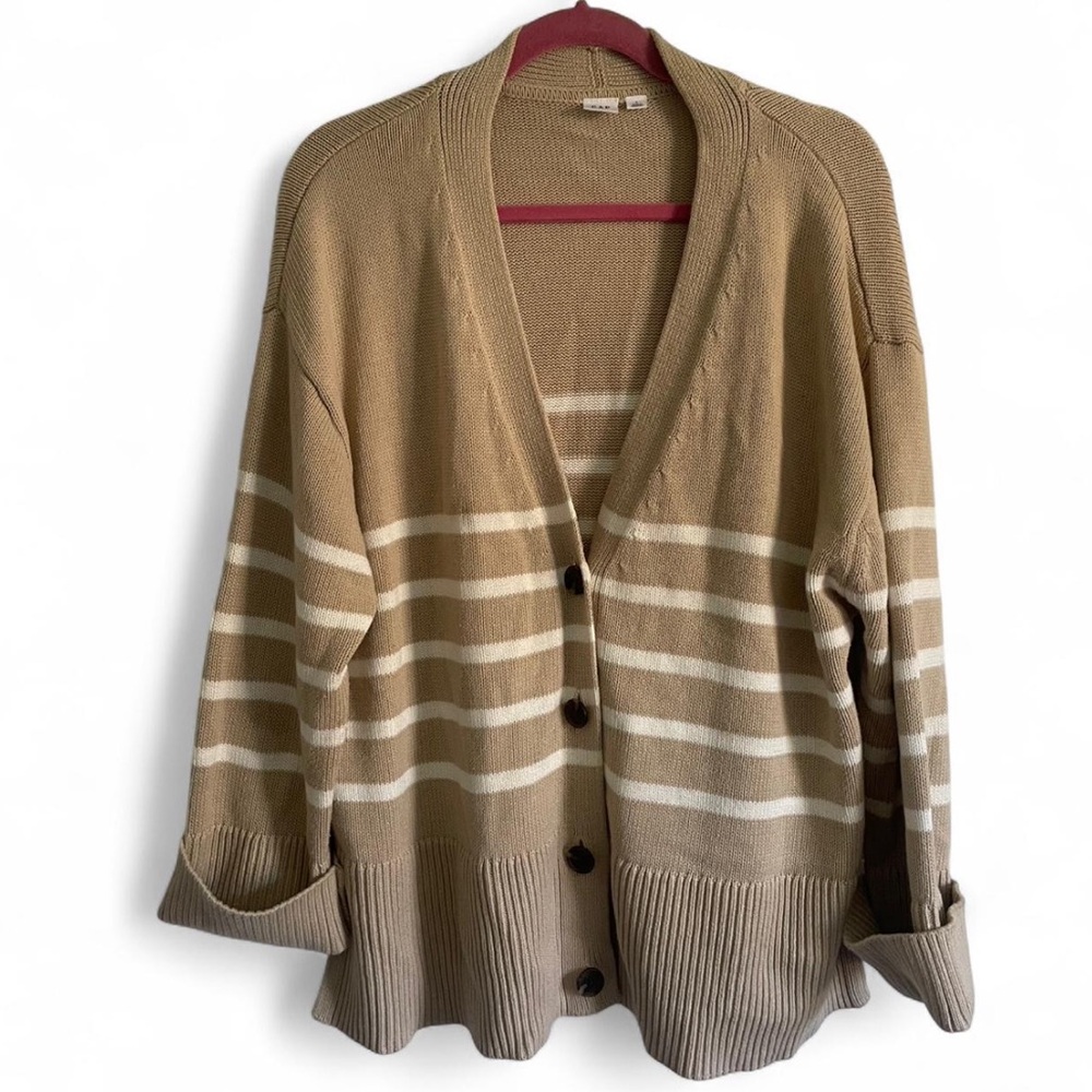 GAP Tan and Cream Cardigan Sweater V-Neck Knit